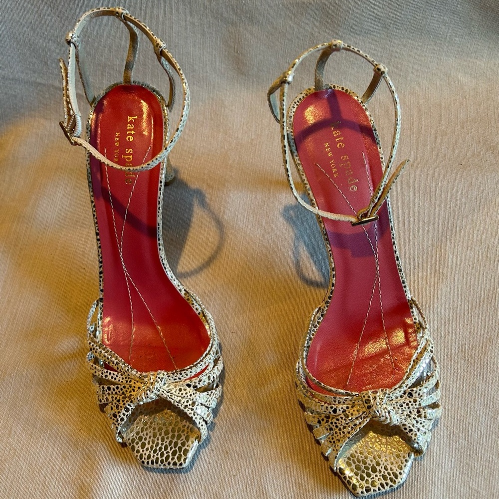 Kate Spade Strappy Gold Snakeskin Heels